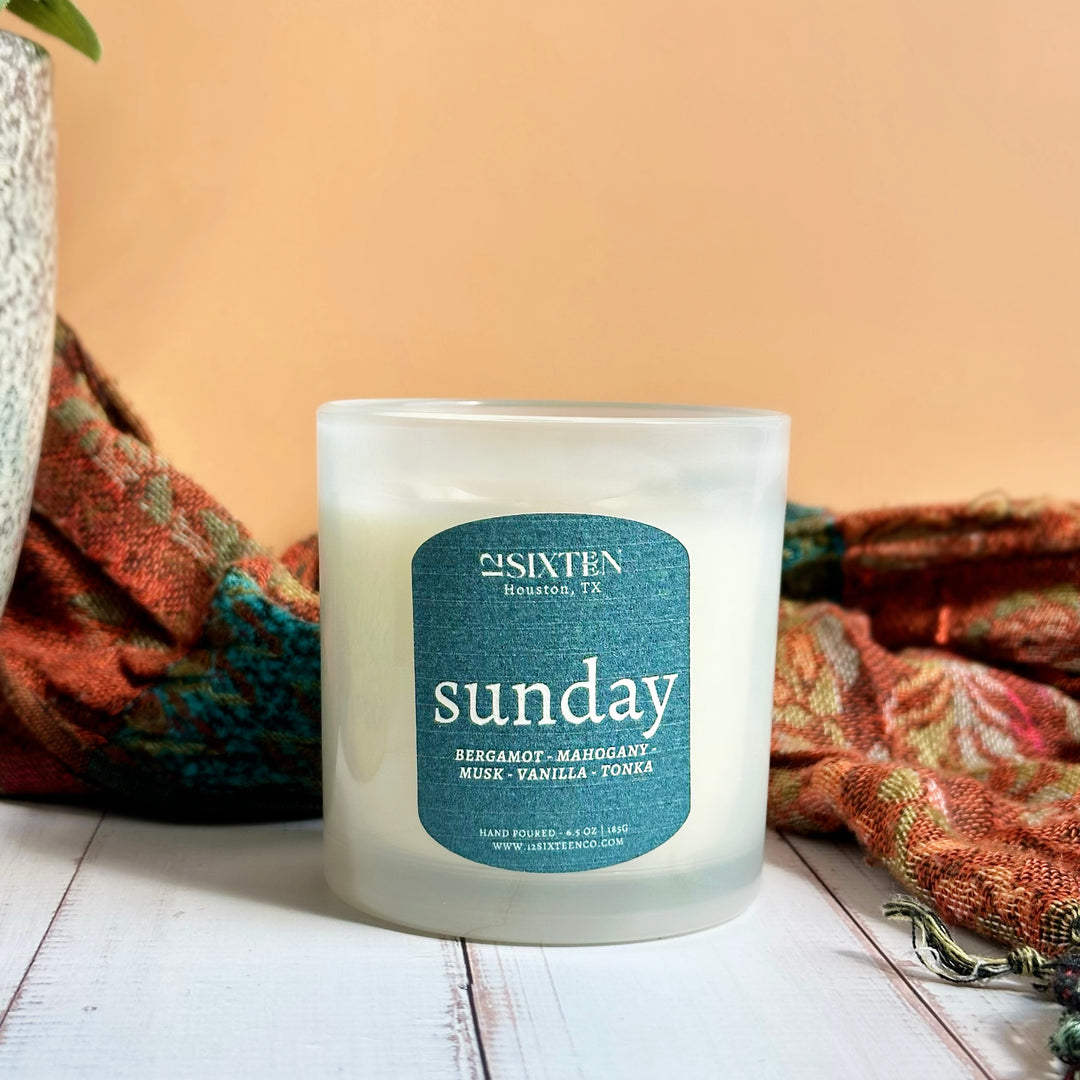 sunday - wood wick candle | bergamot + mahogany + musk + vanilla
