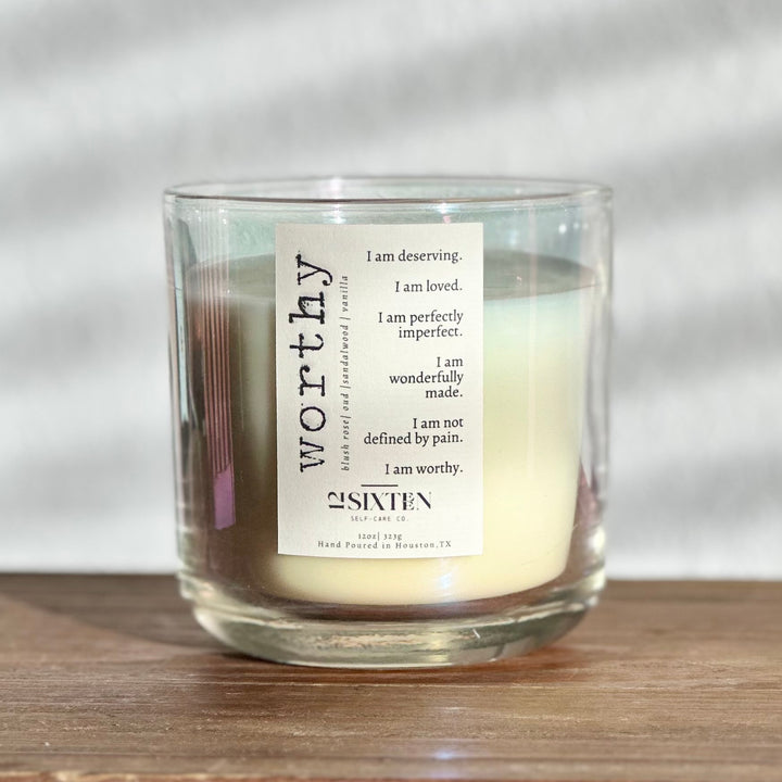 worthy - wooden wick candle | blush rose + oud + sandalwood + vanilla