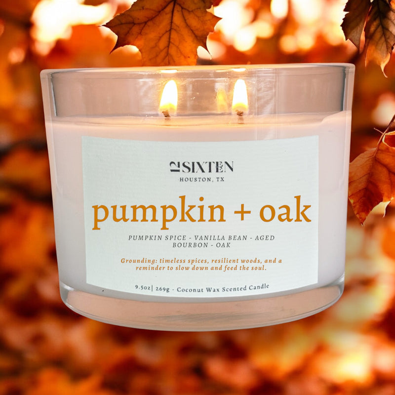 pumpkin + oak - Fall Candle: pimpkin spice, vanilla, oak